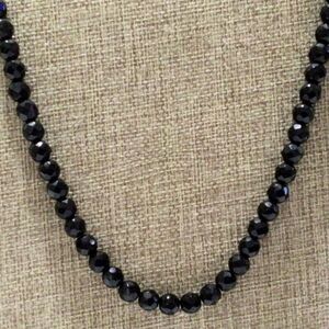 Vintage 24 Inch Black Faceted Bead Necklacea